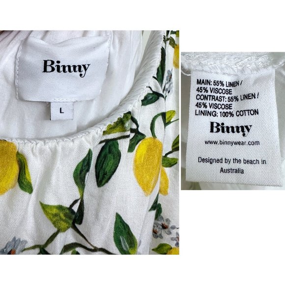 Binny Lemon Mini Dress Fruit Floral Tiered They Call Me Limoncello Capri L - Picture 6 of 16